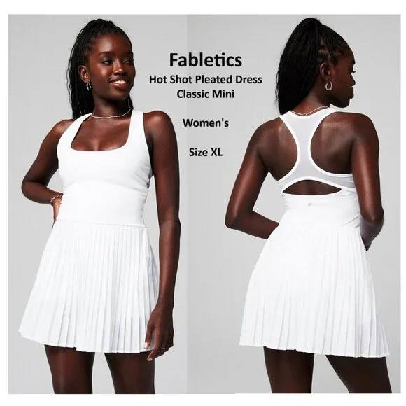 Hot Shot Skort Dress XL Mini Pleated Classic White Tennis Racerback Women's - Picture 1 of 11